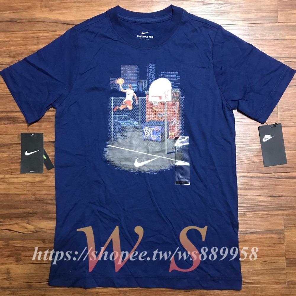 【WS】NIKE BASKETBALL GRAPHIC TEE 男童 卡通 球場 運動 短T 藍 BQ2571-492-細節圖4