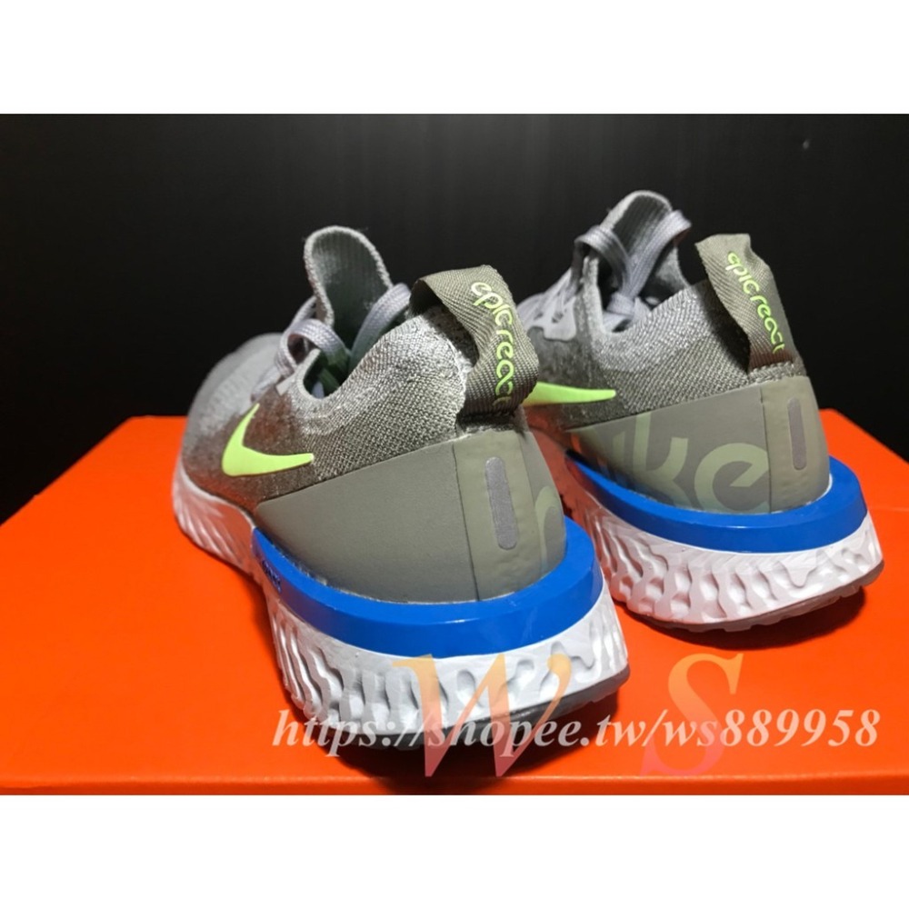 【WS】NIKE EPIC REACT FLYKNIT GS 慢跑鞋 灰綠 童鞋 943311-008-細節圖3