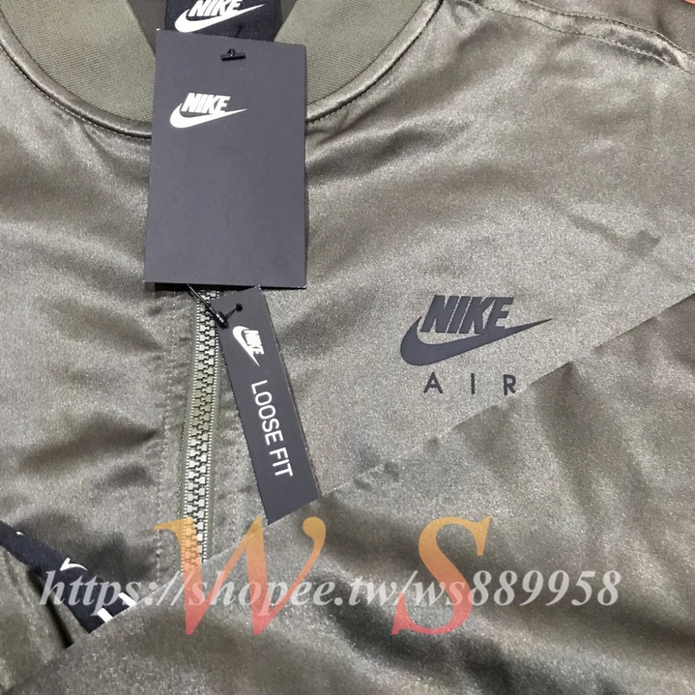 【WS】NIKE NSW AIR JACKET SATIN 女款 立領外套 軍綠色 緞面 串標  BV4780-222-細節圖3