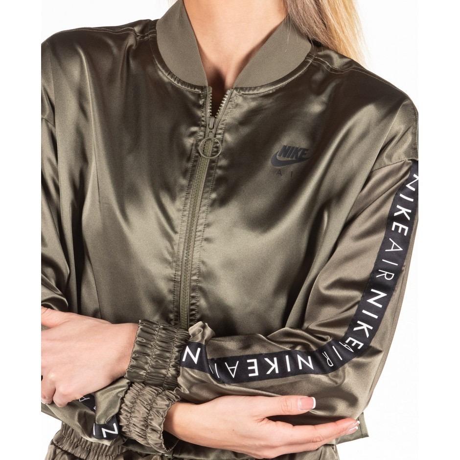 【WS】NIKE NSW AIR JACKET SATIN 女款 立領外套 軍綠色 緞面 串標  BV4780-222-細節圖2