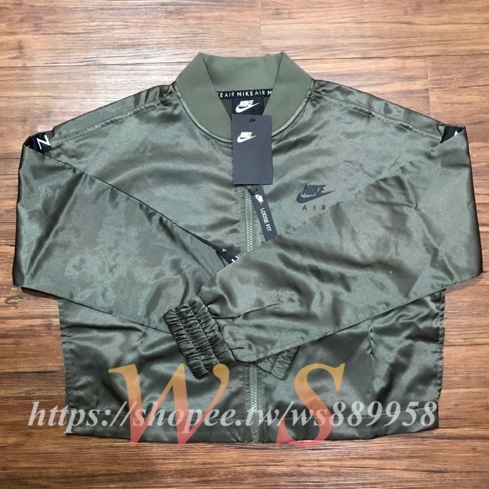 【WS】NIKE NSW AIR JACKET SATIN 女款 立領外套 軍綠色 緞面 串標  BV4780-222-細節圖5