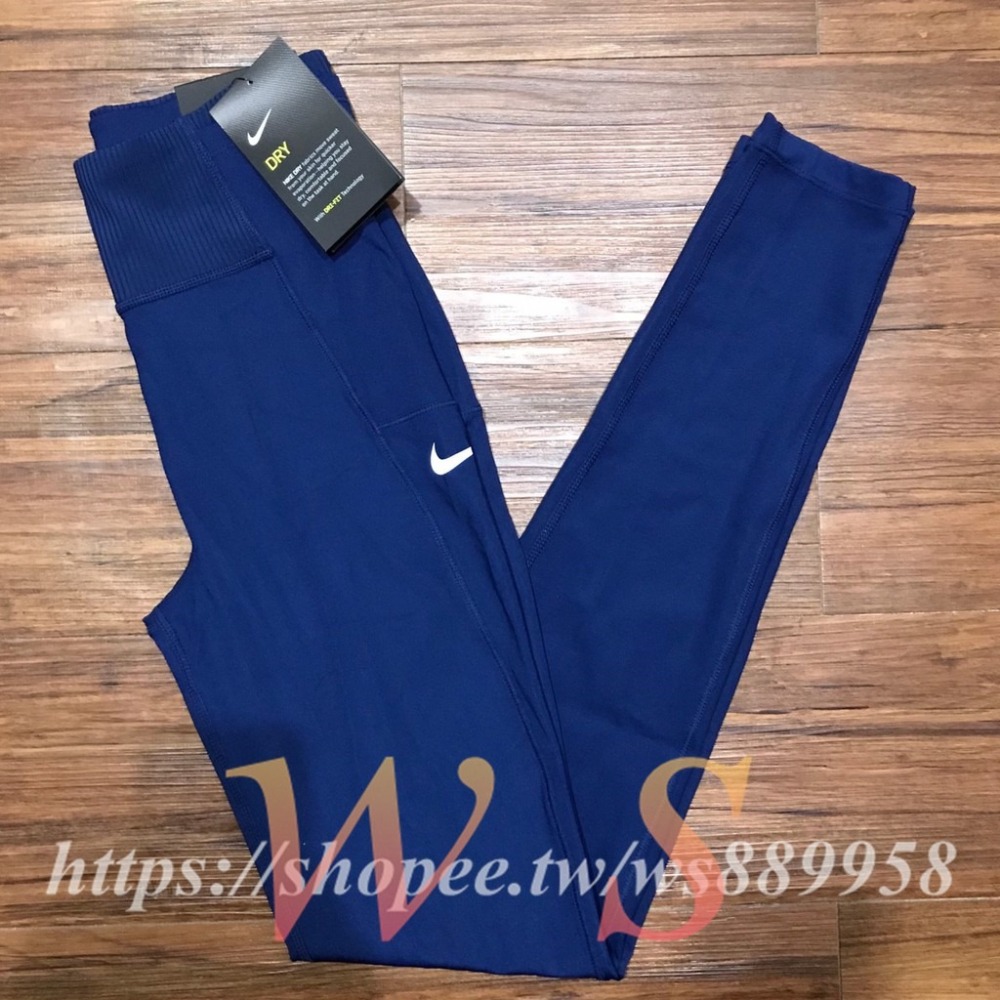 【WS】NIKE ONE LUXE 7/8 TIGHT 藍 女童 長褲 緊身 慢跑 訓練 內搭 BV2796-492-細節圖3