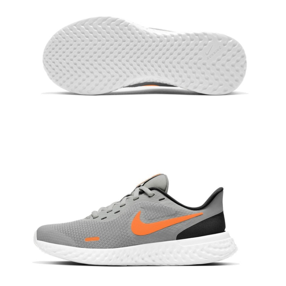 【WS】NIKE REVOLUTION 5 (GS) 童鞋 灰橘 透氣 運動 慢跑 跑步鞋 BQ5671-007-細節圖5