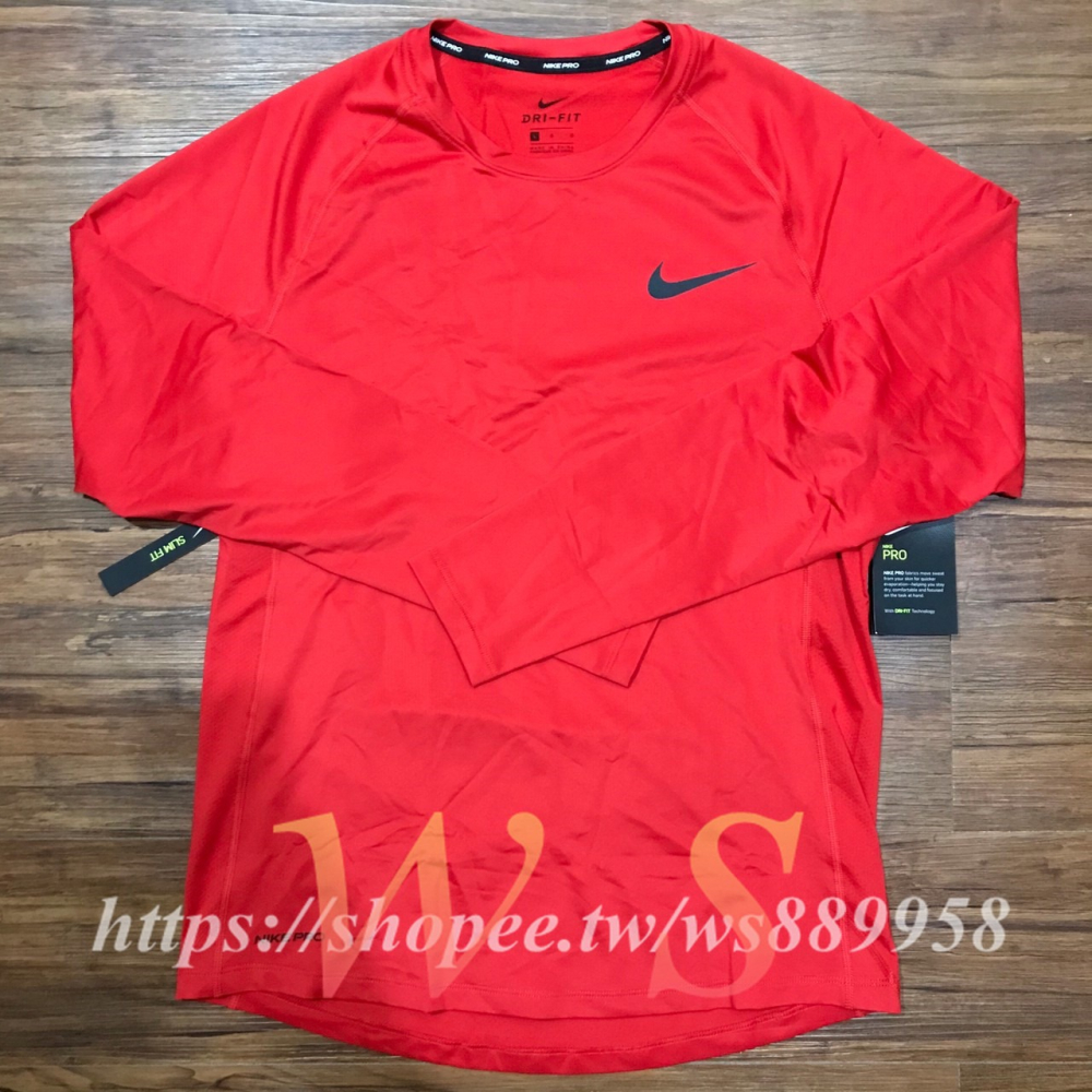 【WS】NIKE PRO DRY 紅 男款 跑步 訓練 健身 運動 長袖 BV5595-657-細節圖3