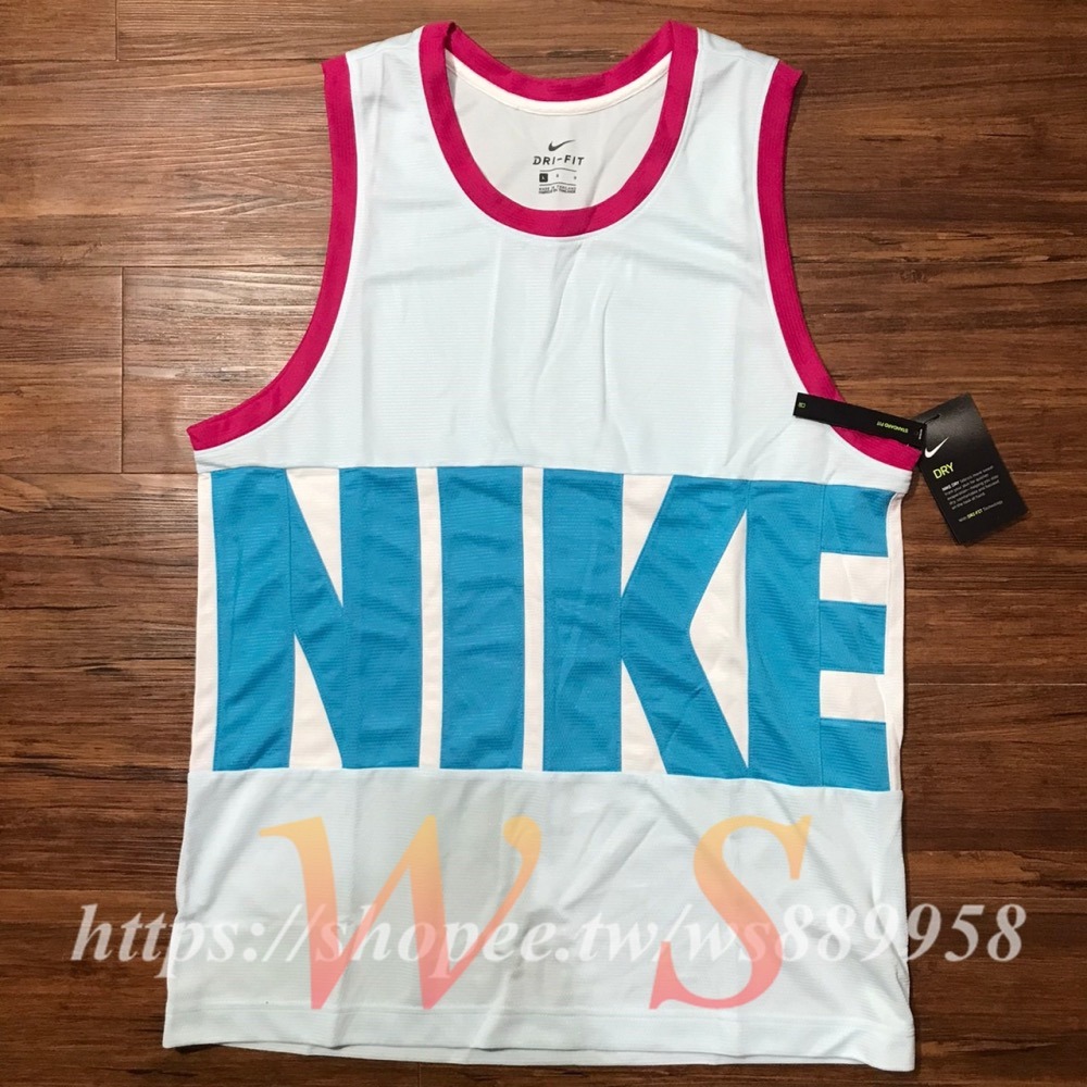 【WS】NIKE AS M DRY 男款 大LOGO 藍 運動 網眼 球衣 籃球 背心 DA1042-498-細節圖2