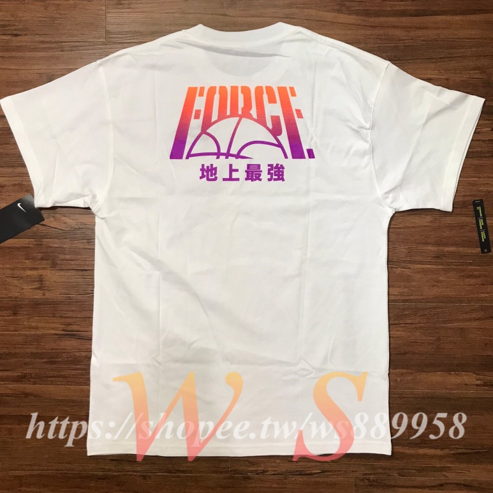 【WS】NIKE FORCE 男款 日文刺繡 地上最強 白 運動 跑步 健身 短T T恤 CV1088-100-細節圖5