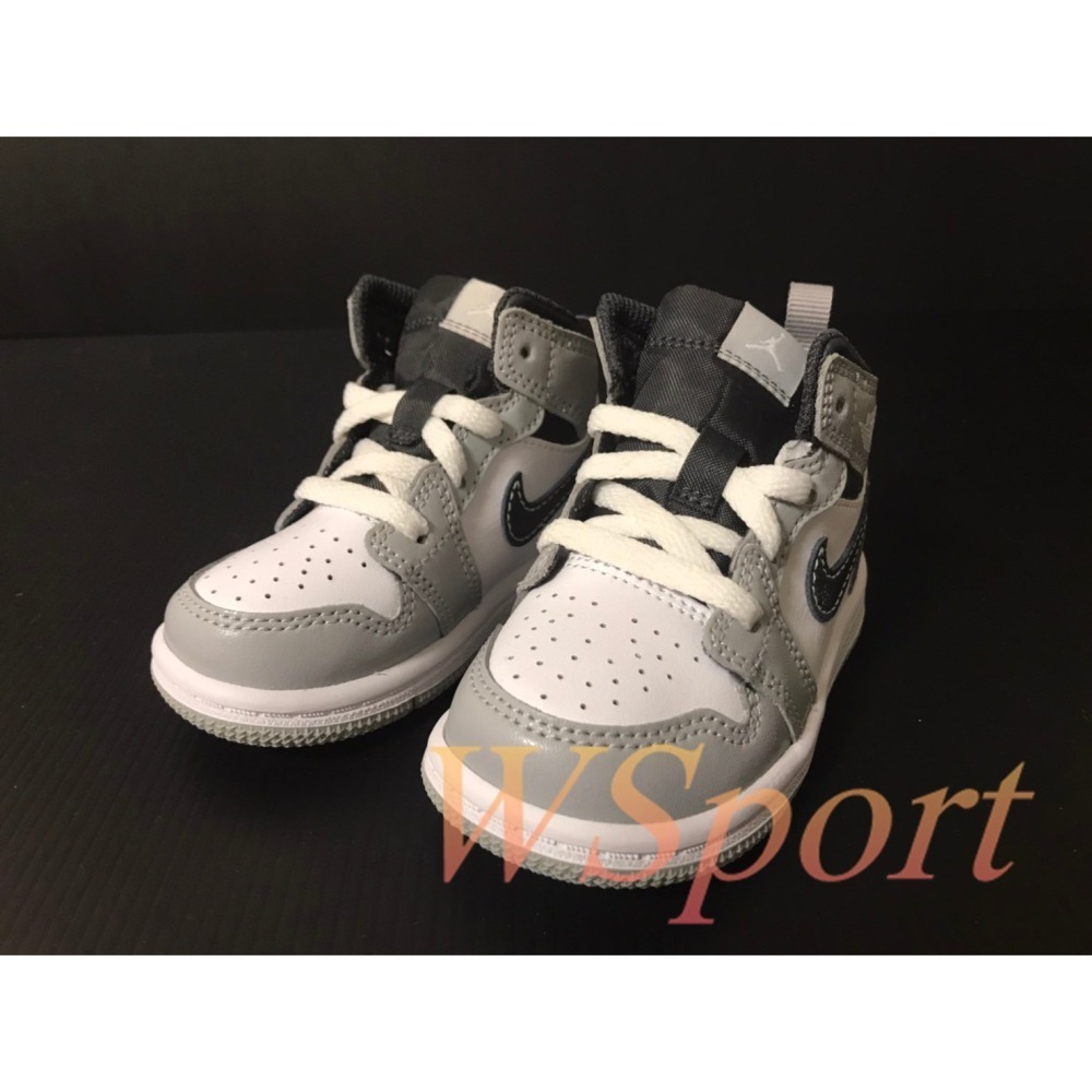 【WS】NIKE JORDAN 1 MID TD SMOKE GREY 煙霧灰 學步鞋 休閒鞋 640735-078-細節圖2