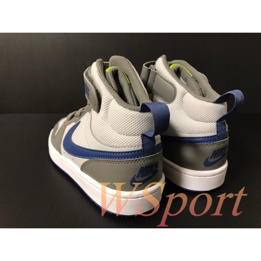 【WS】NIKE COURT BOROUGH MID 2 (GS)藍白灰 復古 運動 休閒鞋 CD7782-007-細節圖3