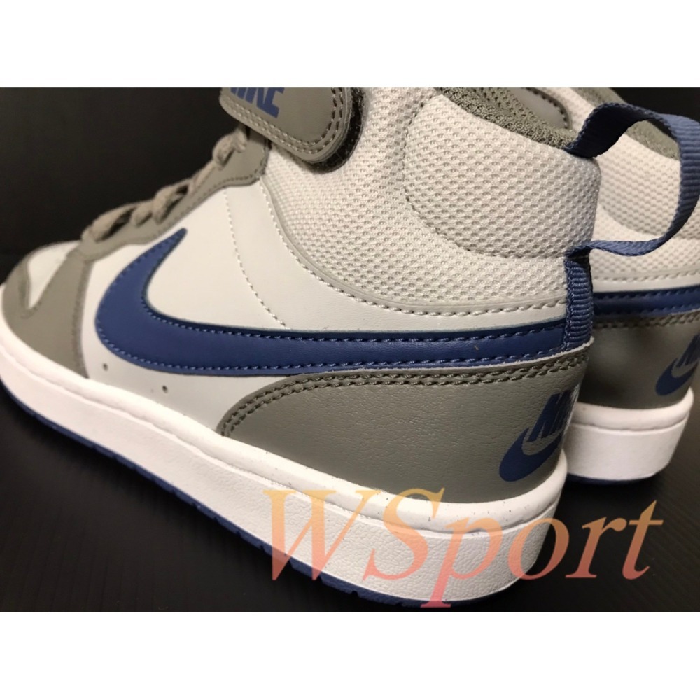 【WS】NIKE COURT BOROUGH MID 2 (GS)藍白灰 復古 運動 休閒鞋 CD7782-007-細節圖4