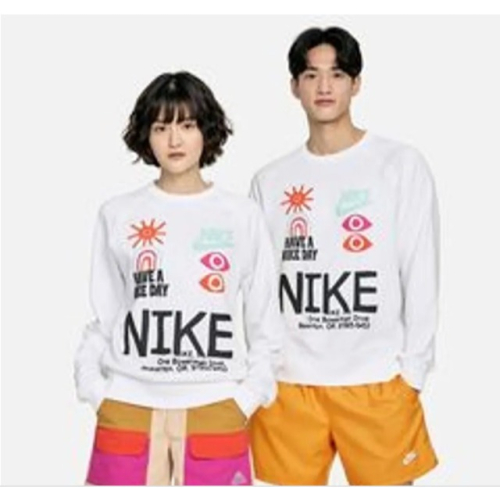 【WS】NIKE NSW HBR CREW 白 男款 運動 休閒 塗鴉 長袖 T恤 大學T DQ4170-100