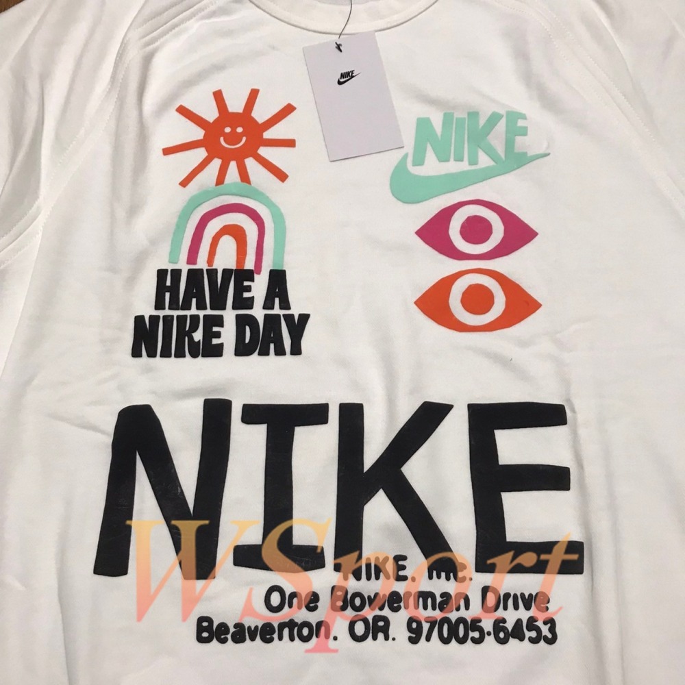 【WS】NIKE NSW HBR CREW 白 男款 運動 休閒 塗鴉 長袖 T恤 大學T DQ4170-100-細節圖4