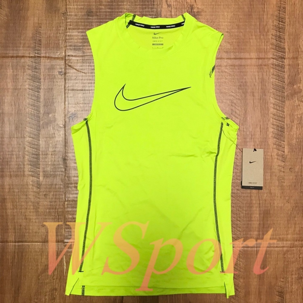 【WS】NIKE PRO DRI-FIT 男款 螢光綠 運動 健身 訓練 緊身 上衣 背心 DD1989-321-細節圖3