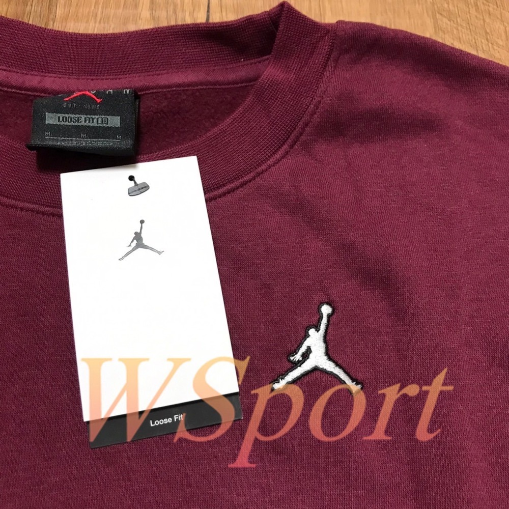 【WS】NIKE W JORDAN CREW 酒紅 女款 運動 休閒 保暖 長袖 T恤 大學T DQ4463-645-細節圖8