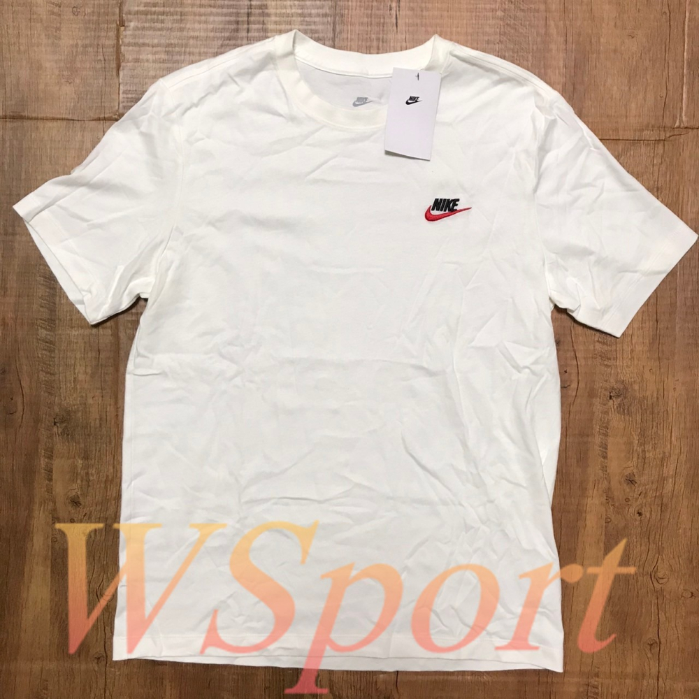 【WS】NIKE NSW CLUB TEE 男款 白 素色 刺繡 運動 休閒 短袖 T恤 短T AR4999-100-細節圖7