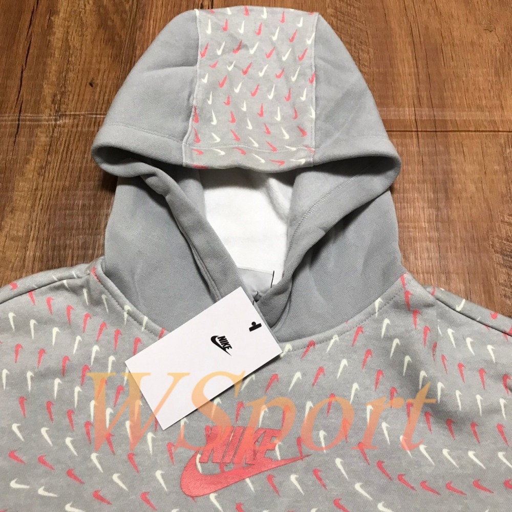 【WS】NIKE G NSW FLC AOP HOODIE 童裝 灰 運動 休閒 保暖 帽T DM8232-077-細節圖7