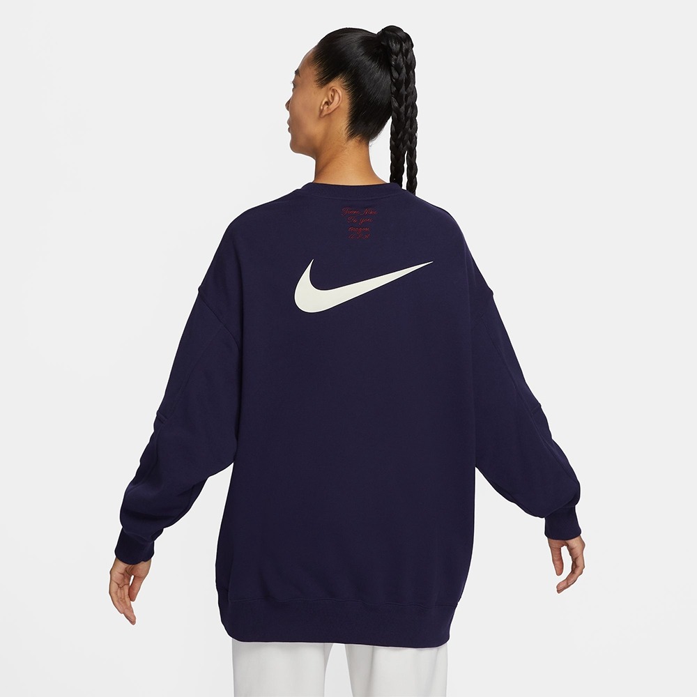 【WS】NIKE NSW FLC GX CREW 女款 紫 大LOGO 運動 長袖 保款 大學T FV8444-555-細節圖2