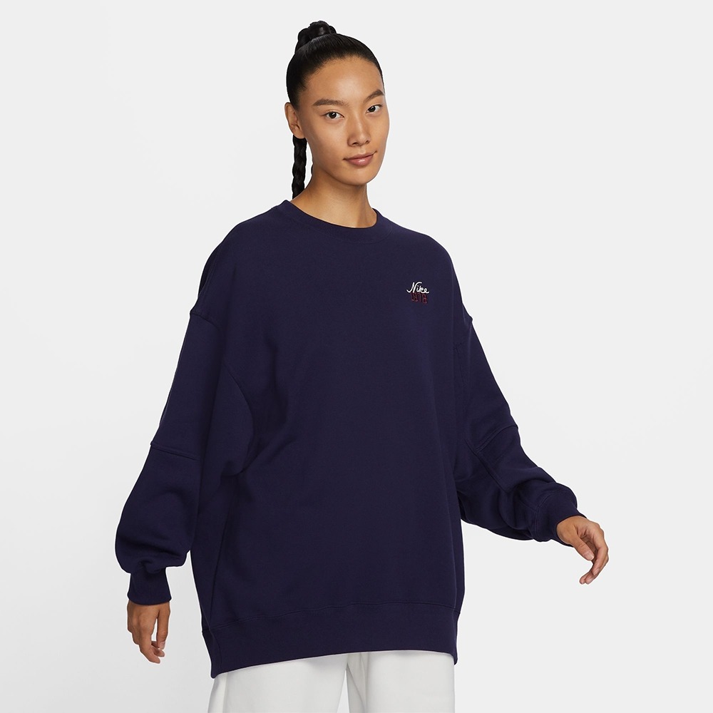 【WS】NIKE NSW FLC GX CREW 女款 紫 大LOGO 運動 長袖 保款 大學T FV8444-555-細節圖3