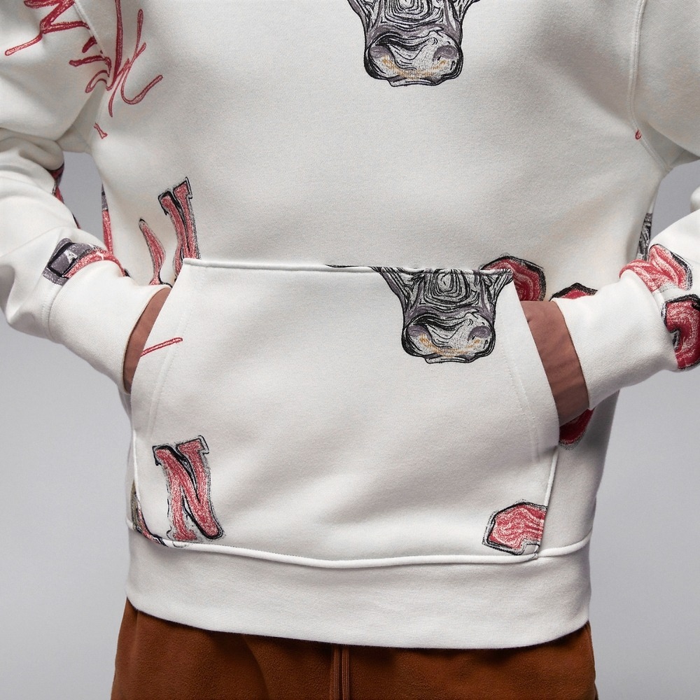 【WS】NIKE JORDAN BROOKLYN 白 塗鴉 刷毛 運動 休閒 長袖 連帽 帽T FN4546-133-細節圖3