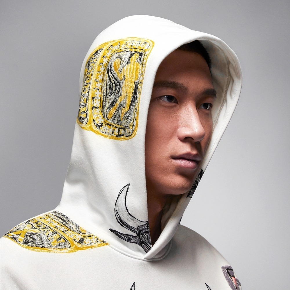 【WS】NIKE JORDAN BROOKLYN 白 塗鴉 刷毛 運動 休閒 長袖 連帽 帽T FN4546-133-細節圖5