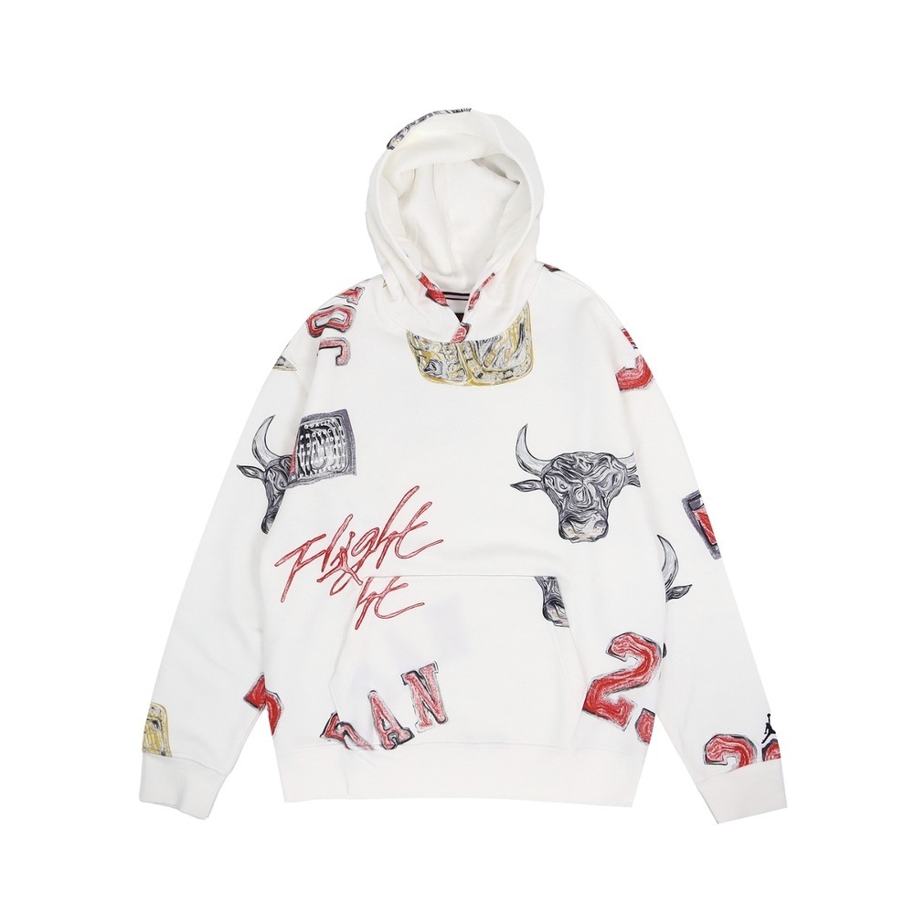 【WS】NIKE JORDAN BROOKLYN 白 塗鴉 刷毛 運動 休閒 長袖 連帽 帽T FN4546-133-細節圖7