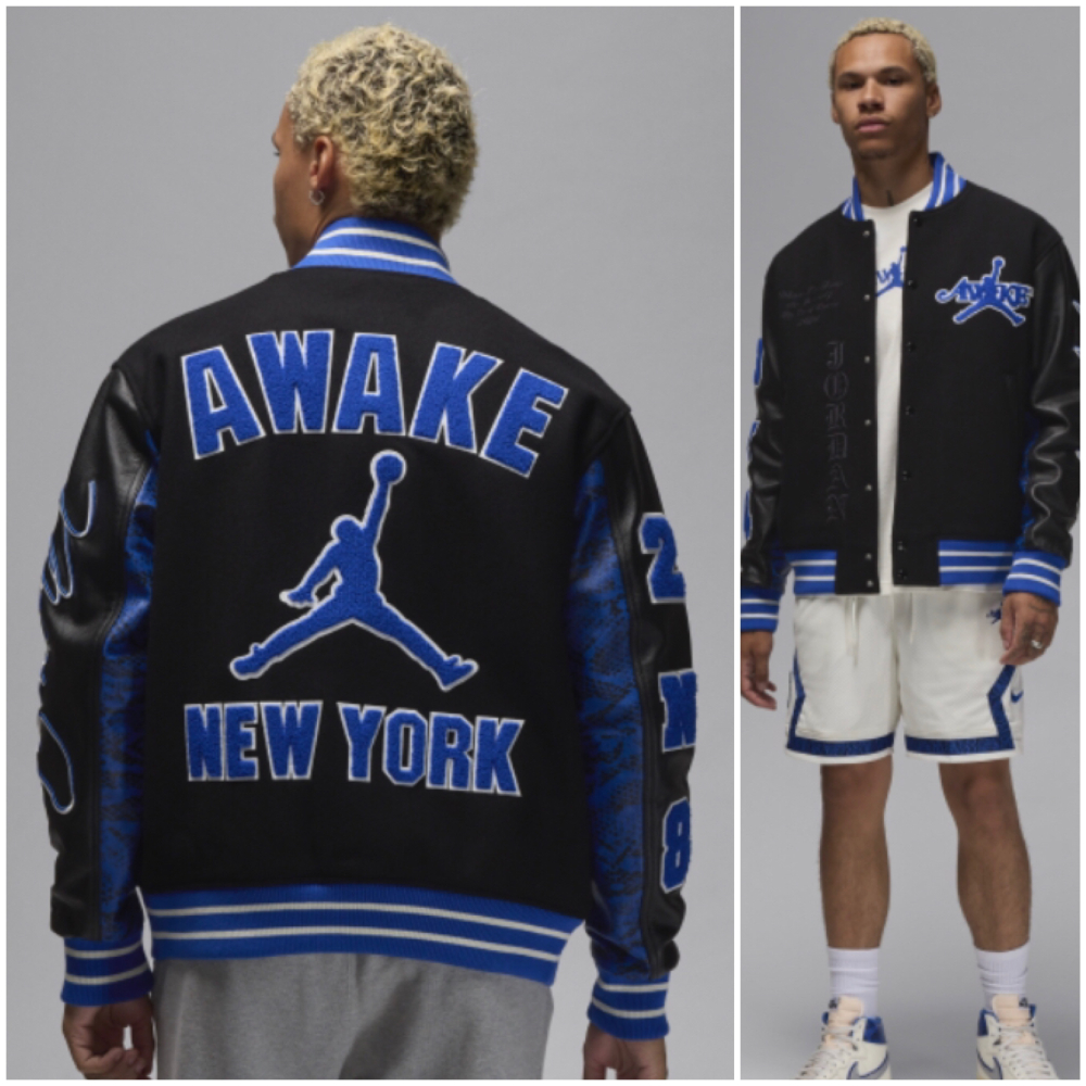 【WS】NIKE X AWAKE NY JKT 聯名 男款 黑藍 運動 休閒 羊毛 保暖 外套 FQ5440-010-細節圖4