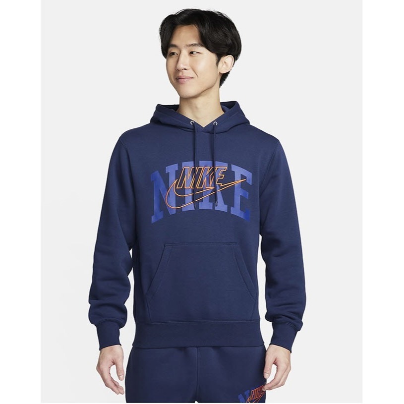 【WS】NIKE NSW FLC HOODIE 男 刺繡 LOGO 休閒 長袖 帽T 黑 FV4448-010 藍410-細節圖7