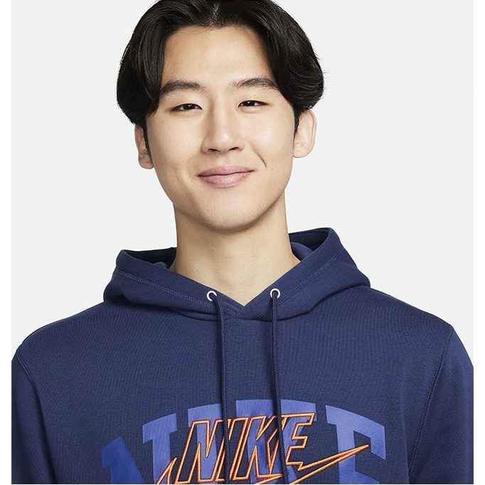 【WS】NIKE NSW FLC HOODIE 男 刺繡 LOGO 休閒 長袖 帽T 黑 FV4448-010 藍410-細節圖9