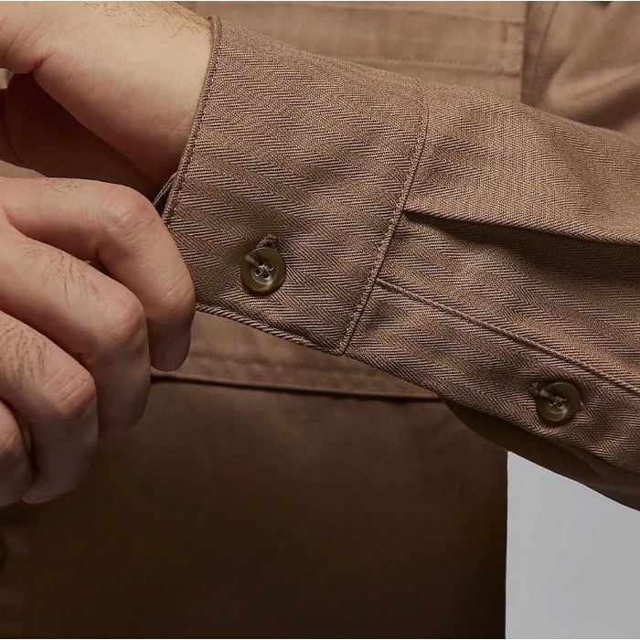 【WS】NIKE JORDAN BUTTN JKT 男款 棕色 刺繡LOGO 厚磅 長袖 襯衫 FV7447-223-細節圖6