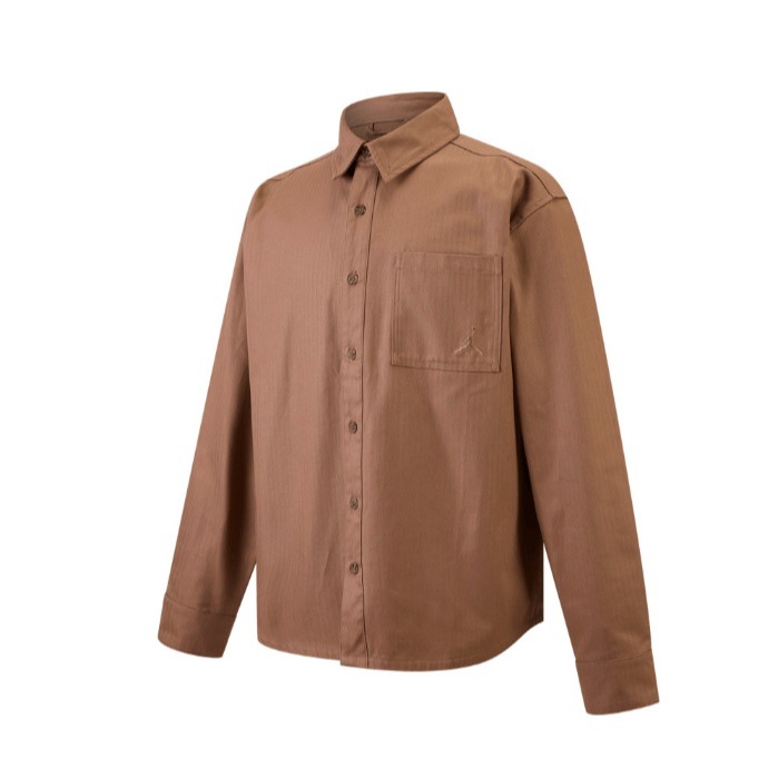 【WS】NIKE JORDAN BUTTN JKT 男款 棕色 刺繡LOGO 厚磅 長袖 襯衫 FV7447-223-細節圖8