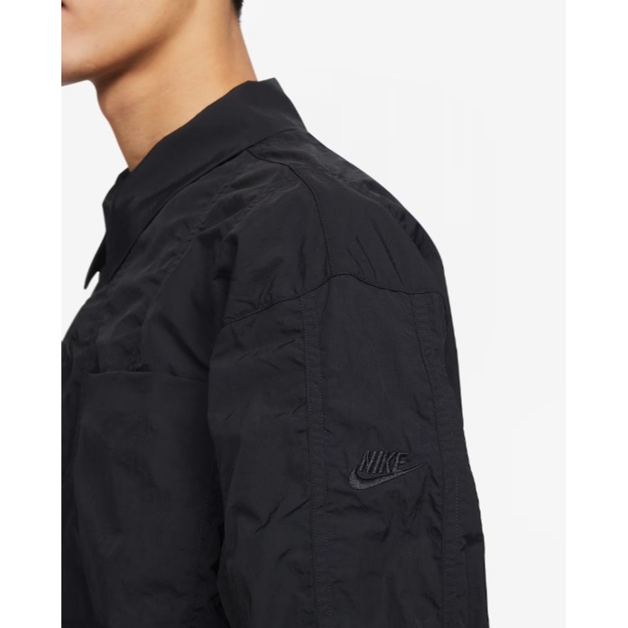 【WS】NIKE NSW  TECH PACK 黑 基本款 刺繡LOGO 防曬 抗UV 長袖 襯衫 FB7364-010-細節圖2