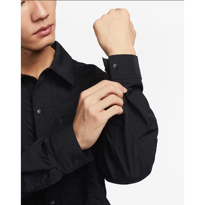 【WS】NIKE NSW  TECH PACK 黑 基本款 刺繡LOGO 防曬 抗UV 長袖 襯衫 FB7364-010-細節圖3