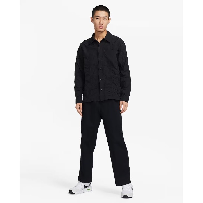 【WS】NIKE NSW  TECH PACK 黑 基本款 刺繡LOGO 防曬 抗UV 長袖 襯衫 FB7364-010-細節圖5