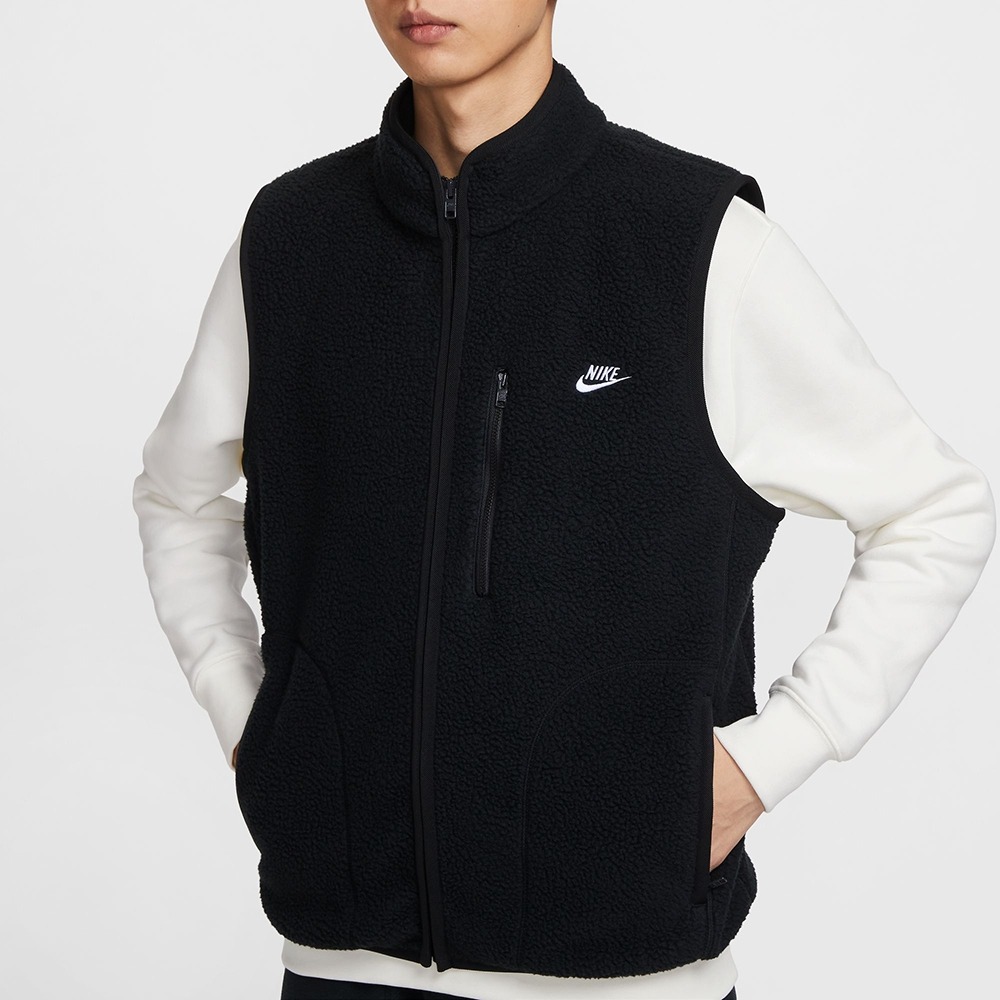 【WS】NIKE NSW CLUB WINTERIZED 黑 男女 絨毛 拼接 搖粒絨 保暖 背心 FZ0895-010-細節圖2