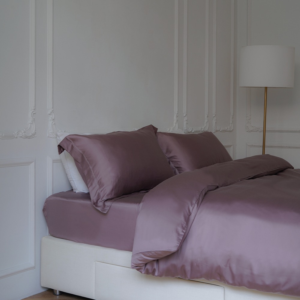 頂級100支奧地利蘭精天絲™床包四件組 沙帛紫-細節圖2
