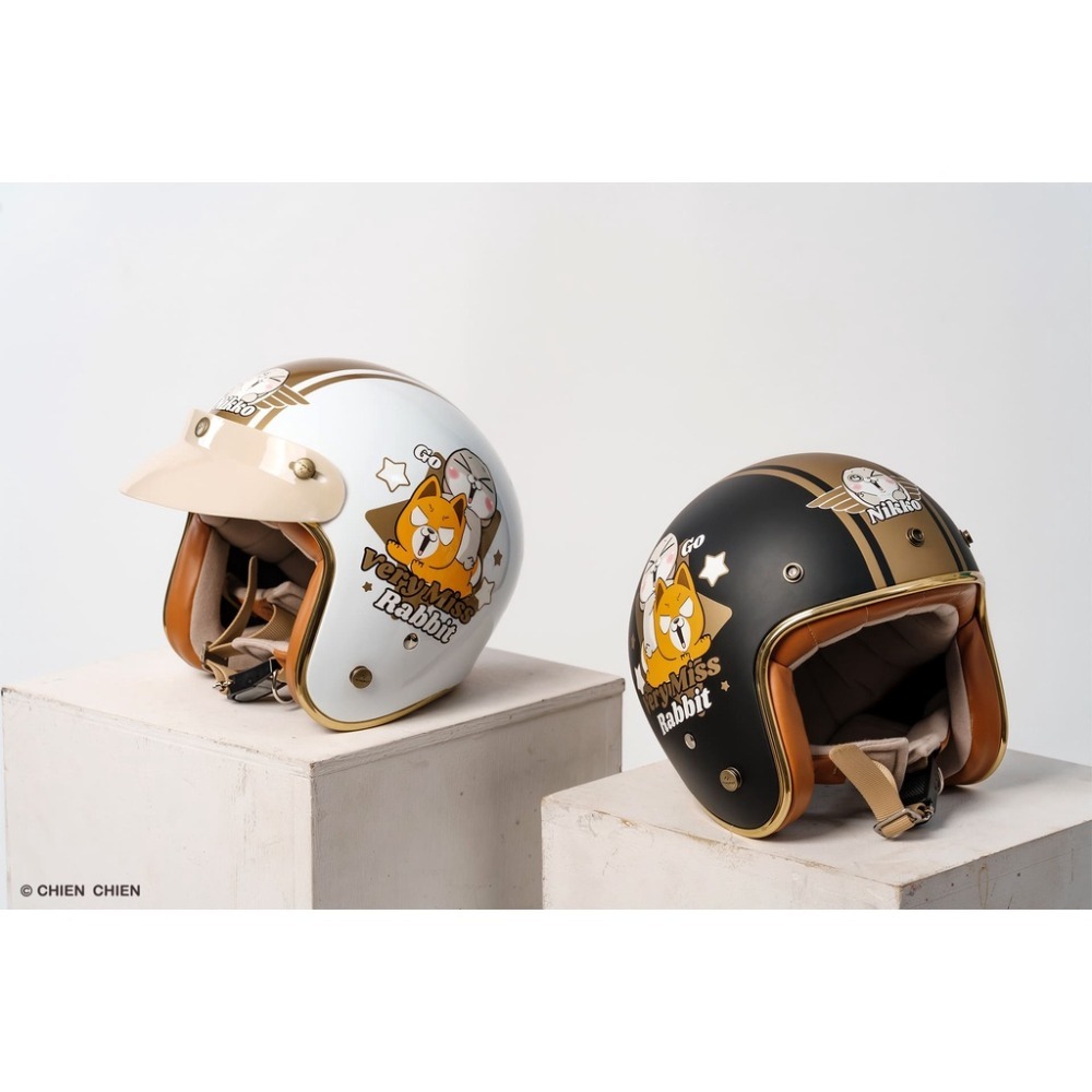 【Nikko】咖波/麻幾兔聯名款 3/4罩安全帽＜偉倫安全帽人身部品館＞好想兔聯名款 跑酷咖波款 復古風安全帽 復古風-細節圖2