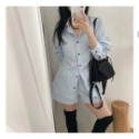 預購/HEDY赫蒂/ 正韓 氣勢感 長襯衫+短褲 套裝百搭款 （Free）(象牙白、天空藍、藏青)-規格圖11