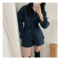 預購/HEDY赫蒂/ 正韓 氣勢感 長襯衫+短褲 套裝百搭款 （Free）(象牙白、天空藍、藏青)-規格圖11