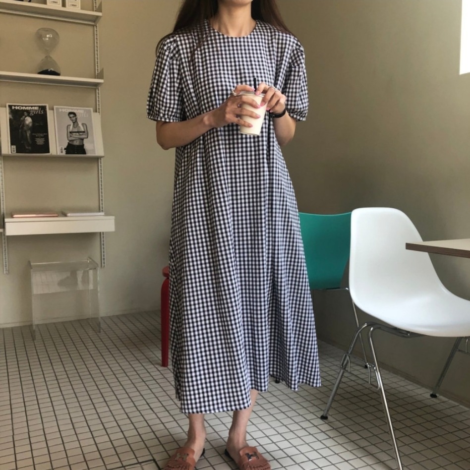 預購/HEDY赫蒂 正韓 文藝感 格子綁帶連身裙/格子洋裝/寬鬆/休閒/二穿(FREE S-L可穿)(粉、駝色、黑色)-細節圖10