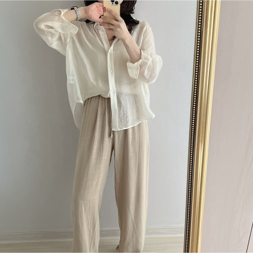 預購/HEDY赫蒂  正韓 飄逸感 彈力皺褶 鬆緊帶 綁帶休閒長裙 涼感/修身(FREE)(薄荷藍、黑、象牙白)-細節圖4