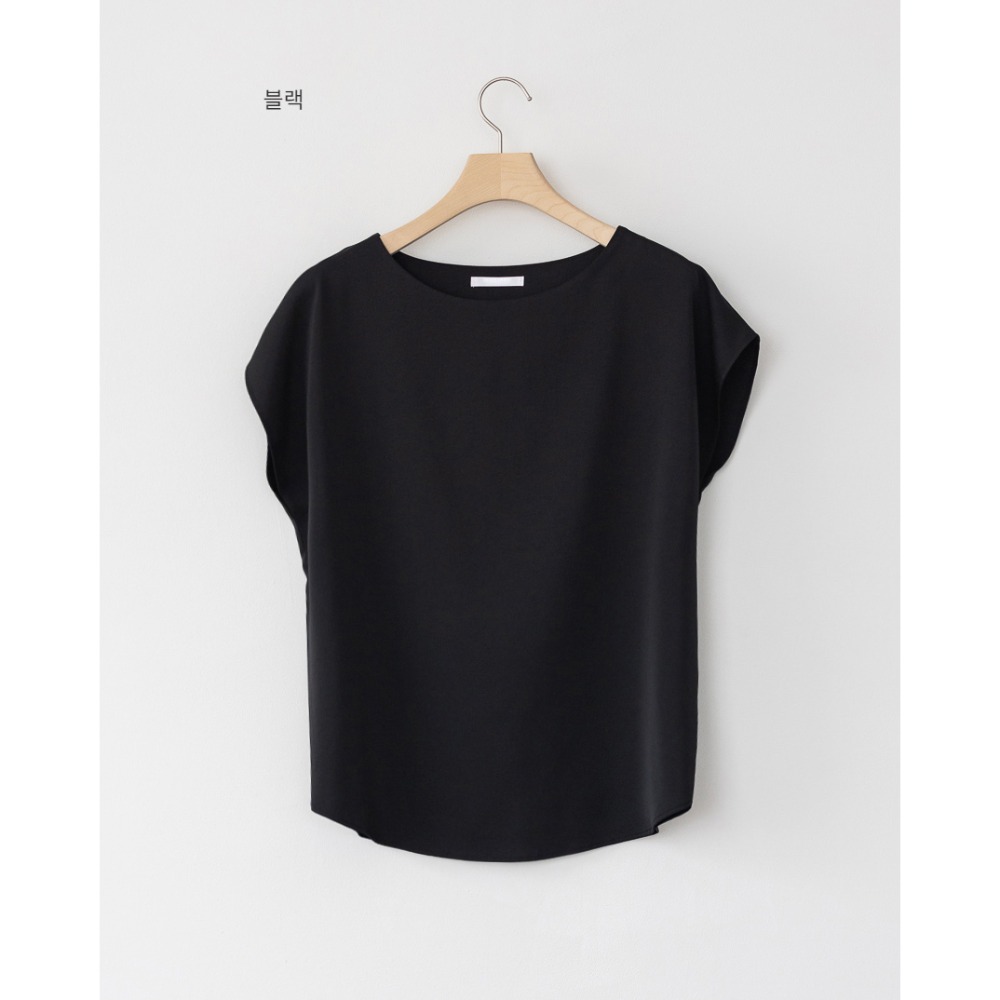 預購/HEDY赫蒂  正韓  船型領 雪紡衫/ 素面小包袖(FREE)(藍/米/炭/黑色)-規格圖11