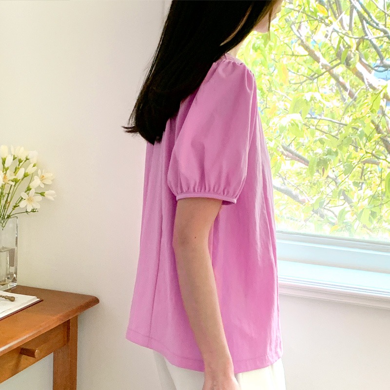 預購/HEDY赫蒂 正韓 素面切線 小傘狀 雪紡衫 抗皺/輕薄(FREE)(粉/米/白/黑)-細節圖3