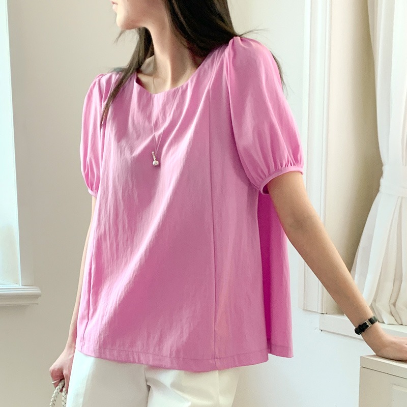 預購/HEDY赫蒂 正韓 素面切線 小傘狀 雪紡衫 抗皺/輕薄(FREE)(粉/米/白/黑)-細節圖6