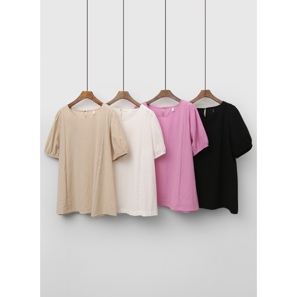 預購/HEDY赫蒂 正韓 素面切線 小傘狀 雪紡衫 抗皺/輕薄(FREE)(粉/米/白/黑)-細節圖10