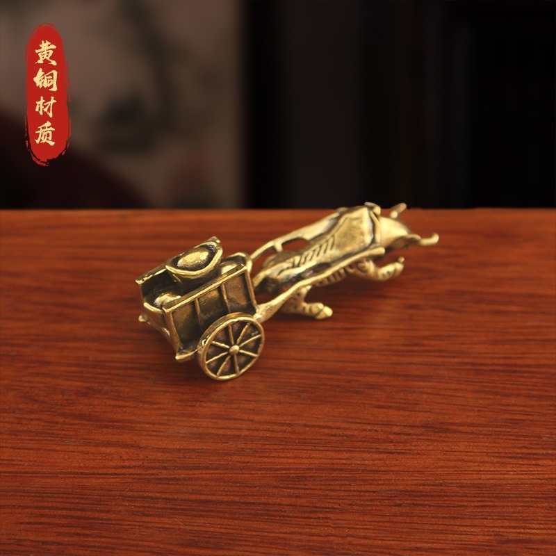 現貨 黃銅 財寶一牛車 牛氣沖天 黃銅擺件-細節圖4