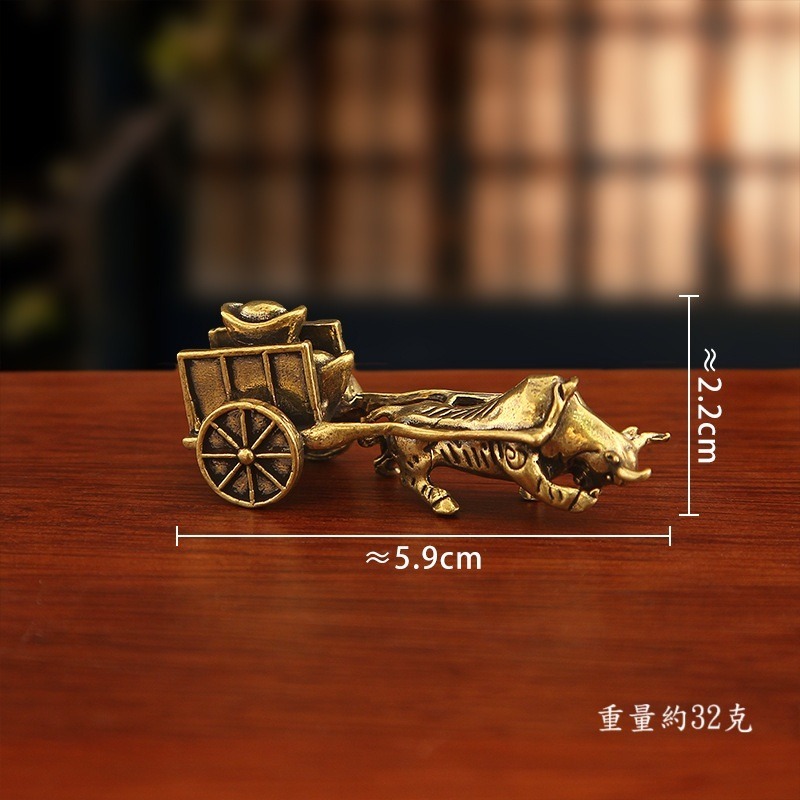 現貨 黃銅 財寶一牛車 牛氣沖天 黃銅擺件-細節圖5