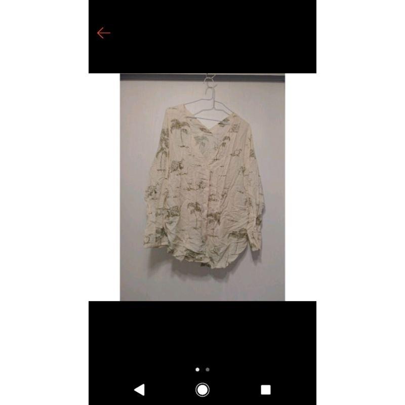 轉賣，正韓-小首爾商行-熱帶風情棉麻衫，原價1880-細節圖2