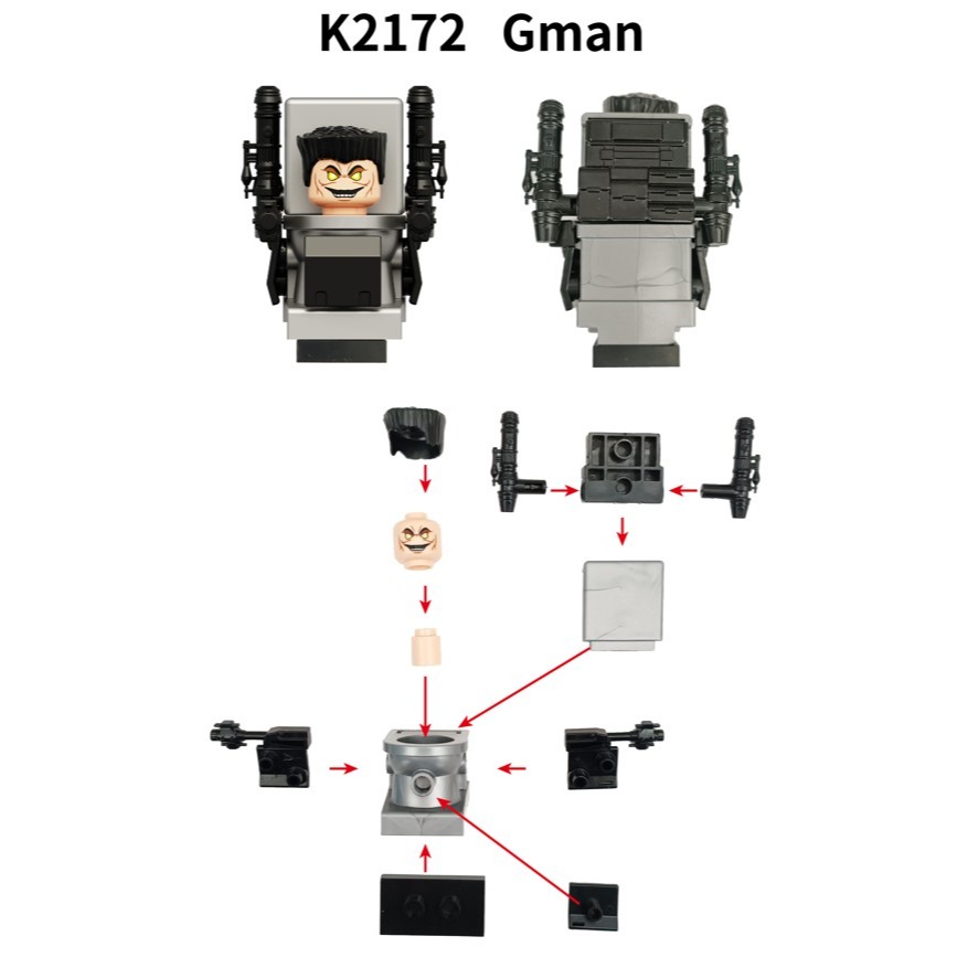 K2172 袋裝積木人偶 馬桶人VS監控人系列 Skibidi toilet gman-細節圖3