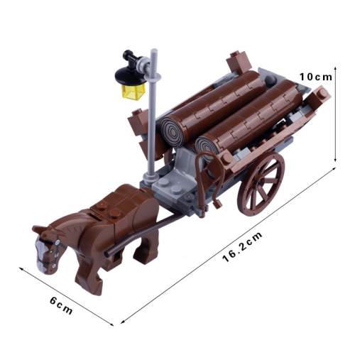 MOC-77 袋裝積木配件 中古世紀城堡系列 木材運輸車