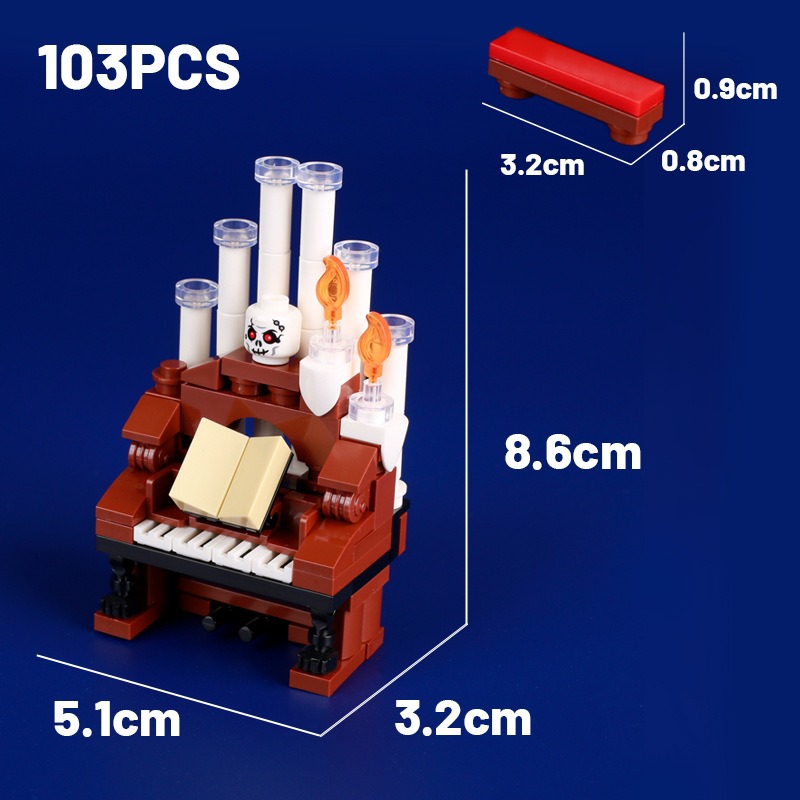 MOC-274 袋裝積木 MOC 創意系列 骷髏鋼琴-細節圖2