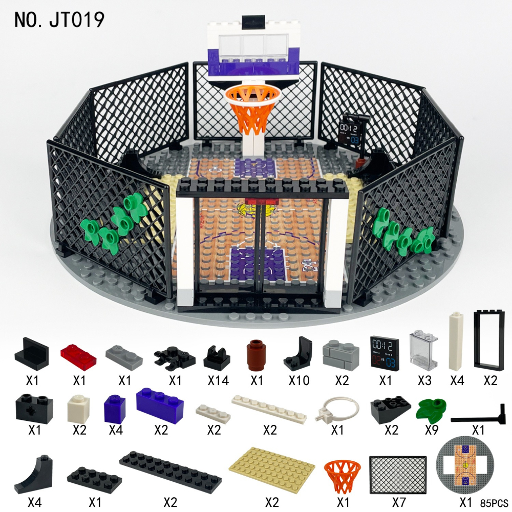 JT019 MOC創意系列 籃球場 體育場 籃球訓練場 灌籃高手場景 拼裝機木-細節圖5